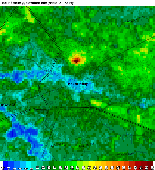 Mount Holly elevation map