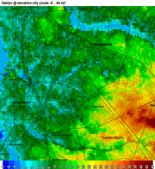 Oaklyn elevation map