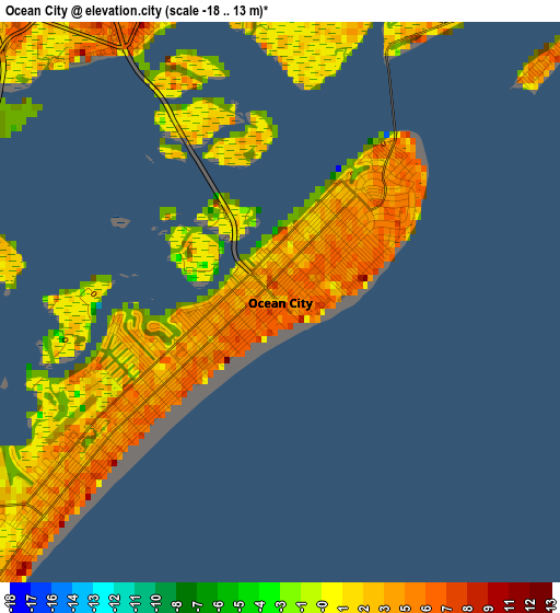 Ocean City elevation map