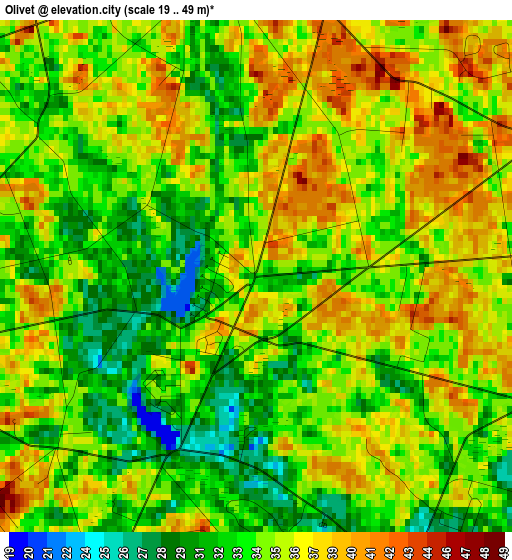 Olivet elevation map