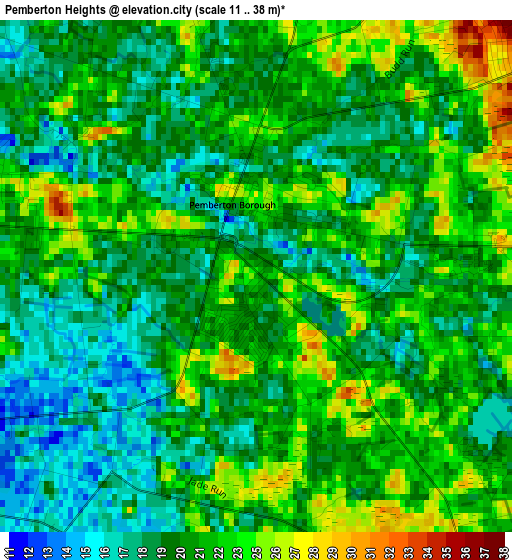 Pemberton Heights elevation map