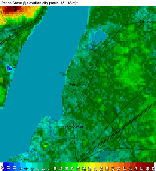 Penns Grove elevation map