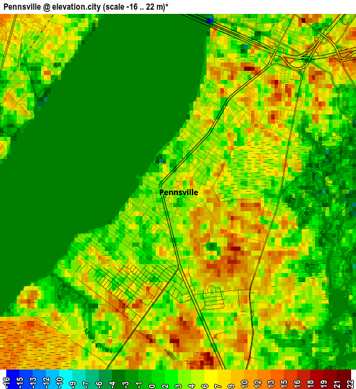 Pennsville elevation map