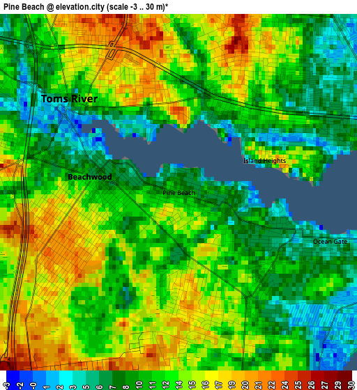 Pine Beach elevation map