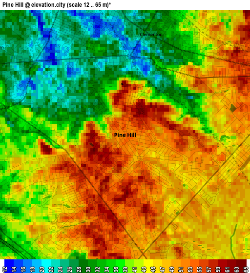 Pine Hill elevation map