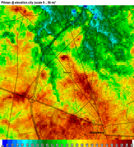 Pitman elevation map