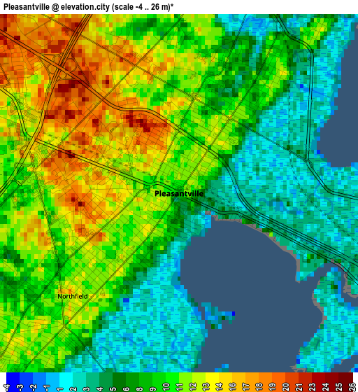 Pleasantville elevation map