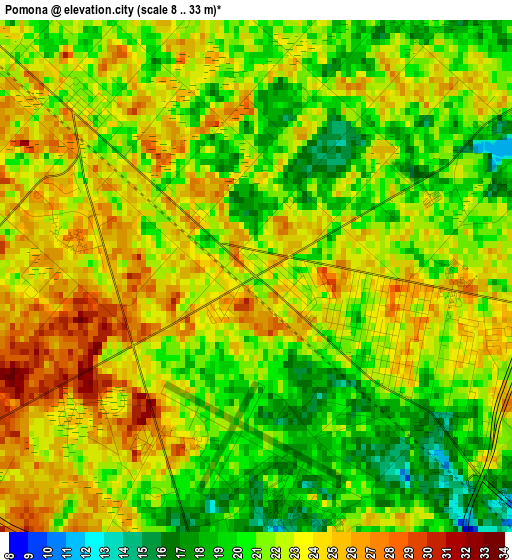 Pomona elevation map