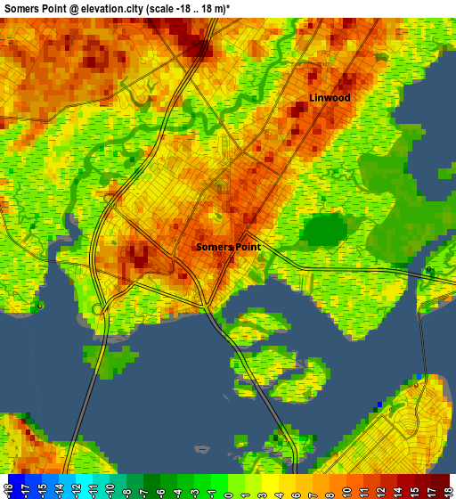 Somers Point elevation map