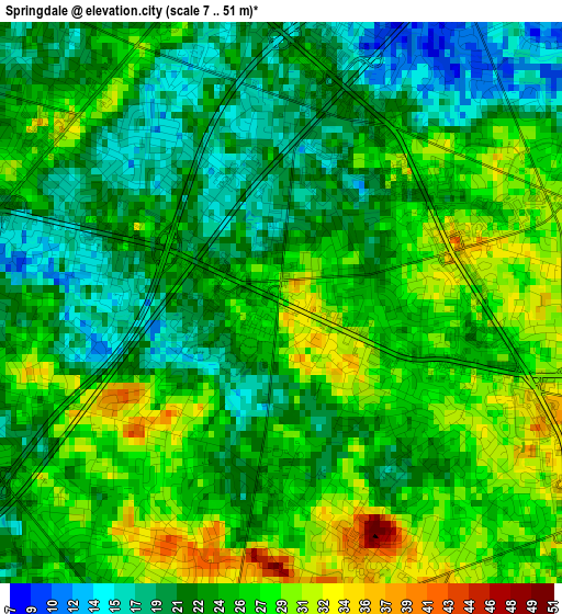 Springdale elevation map