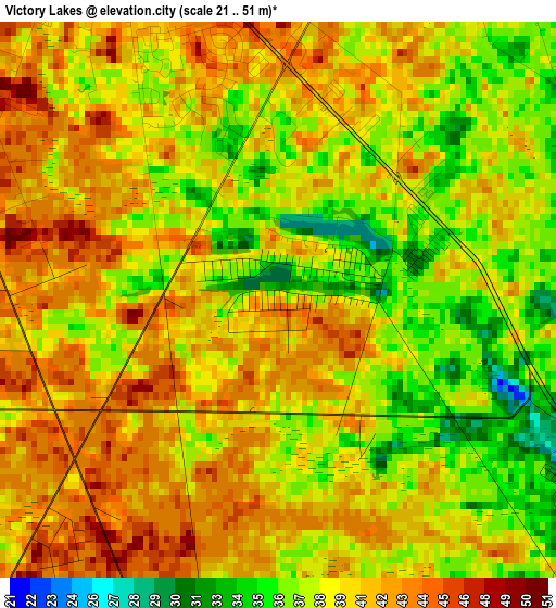 Victory Lakes elevation map