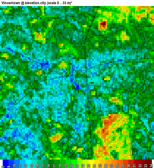 Vincentown elevation map