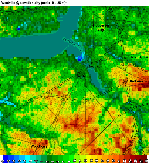 Westville elevation map