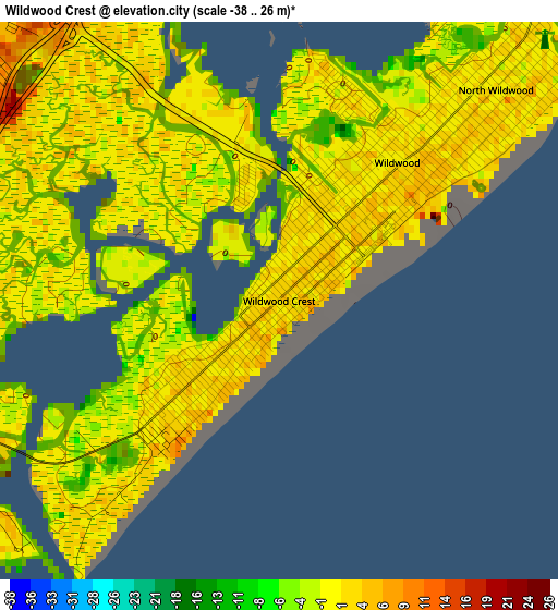 Wildwood Crest elevation map