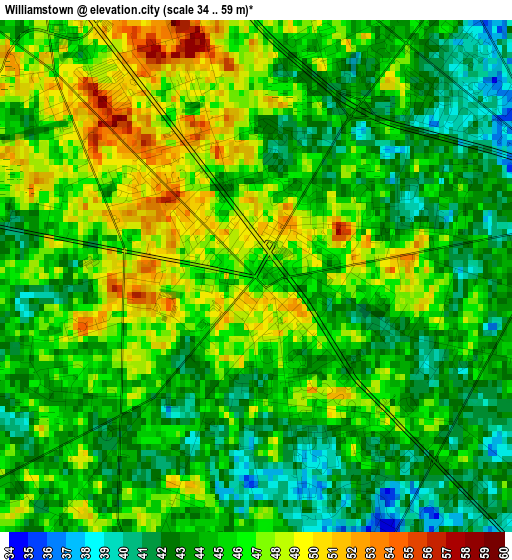 Williamstown elevation map