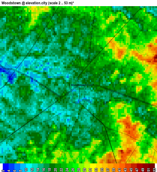 Woodstown elevation map