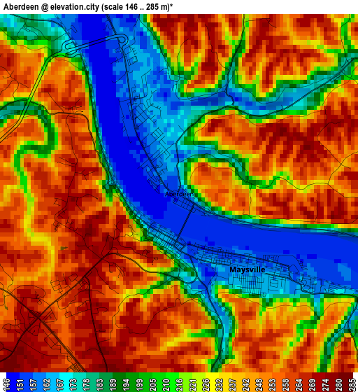 Aberdeen elevation map