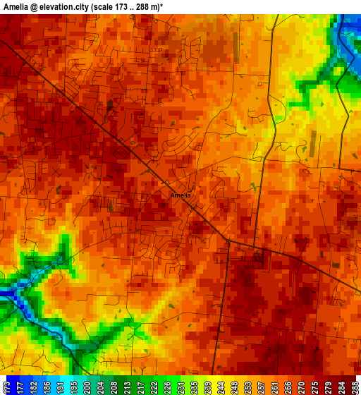 Amelia elevation map