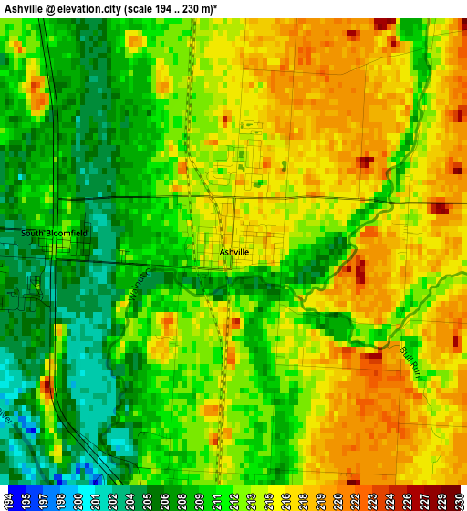 Ashville elevation map