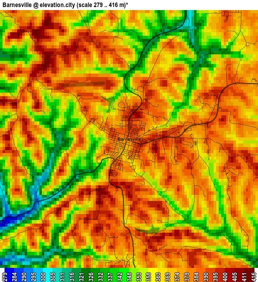 Barnesville elevation map