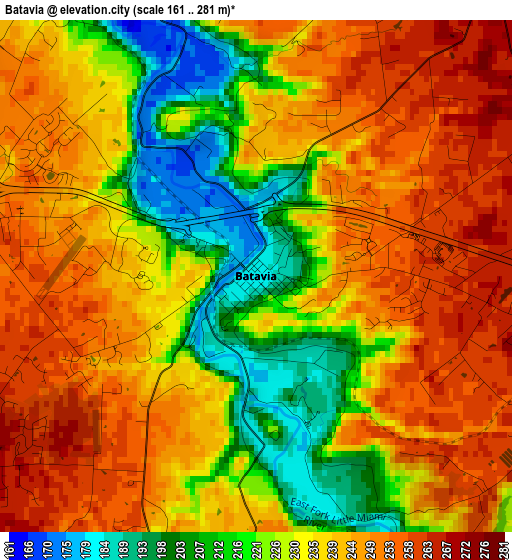 Batavia elevation map