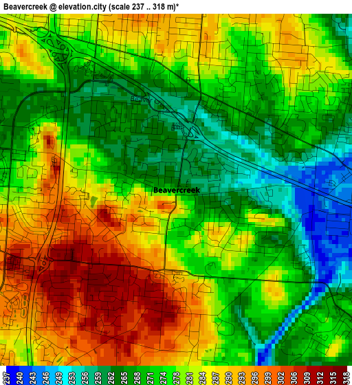 Beavercreek elevation map