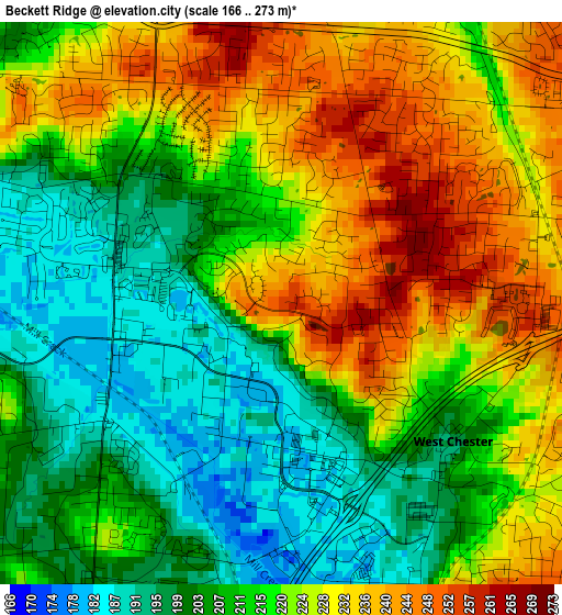 Beckett Ridge elevation map