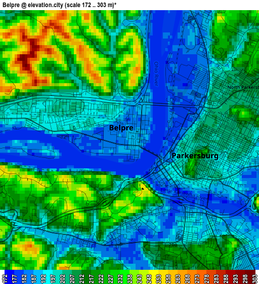 Belpre elevation map