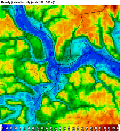 Beverly elevation map