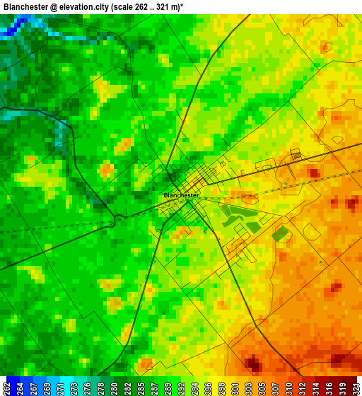 Blanchester elevation map