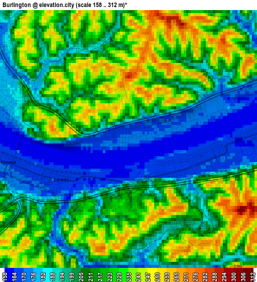 Burlington elevation map