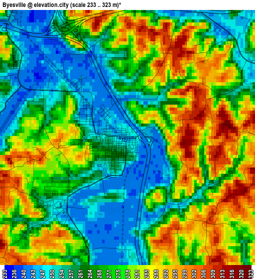 Byesville elevation map