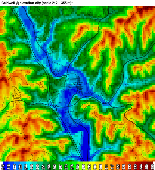 Caldwell elevation map