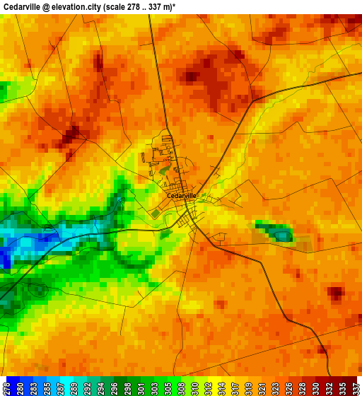 Cedarville elevation map