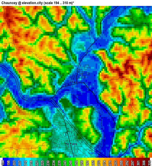 Chauncey elevation map