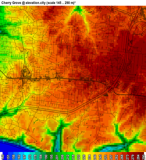 Cherry Grove elevation map