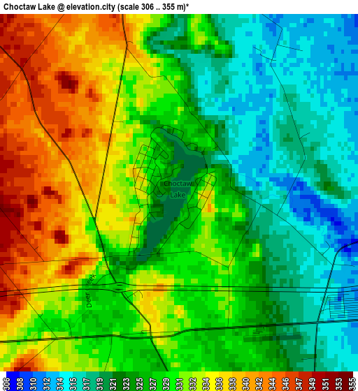 Choctaw Lake elevation map