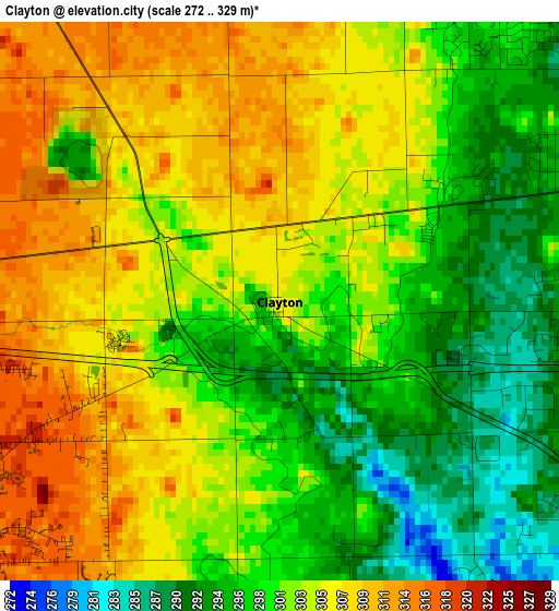 Clayton elevation map