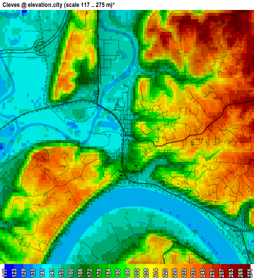 Cleves elevation map