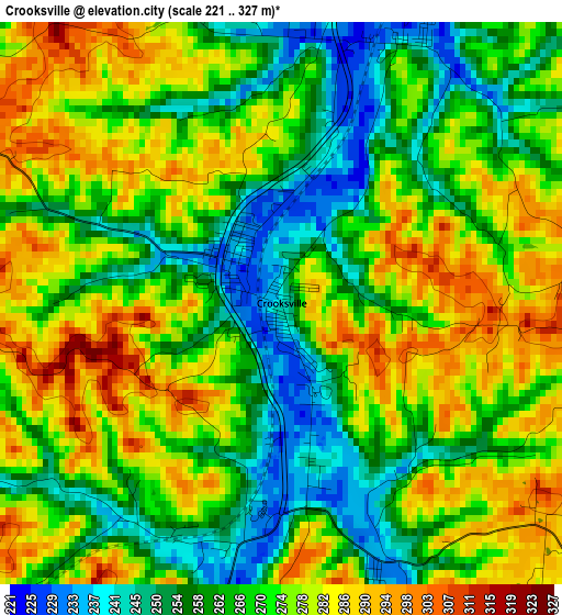 Crooksville elevation map