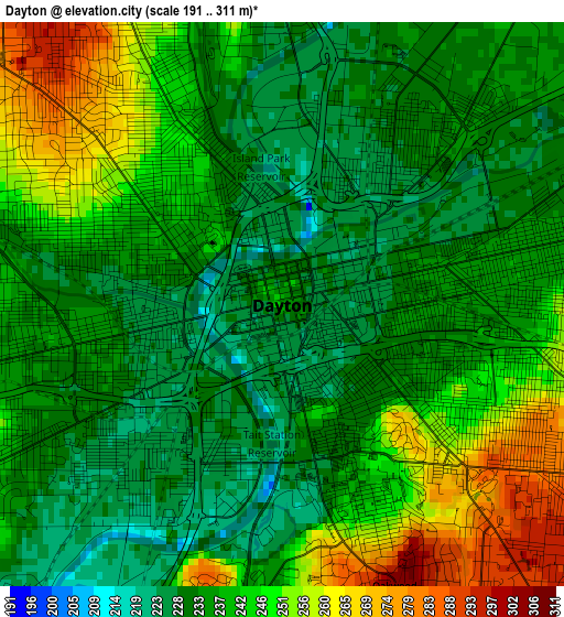 Dayton elevation map