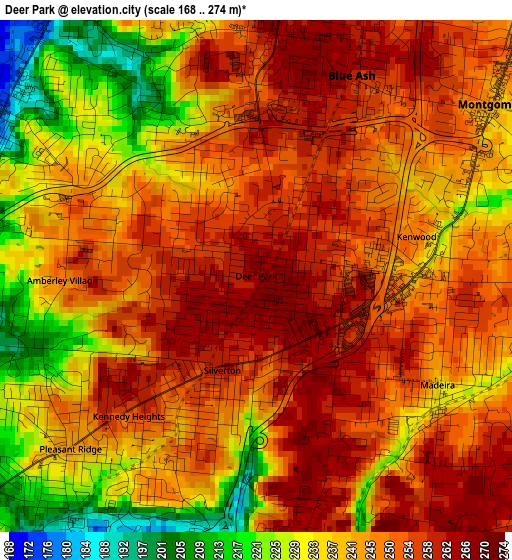 Deer Park elevation map