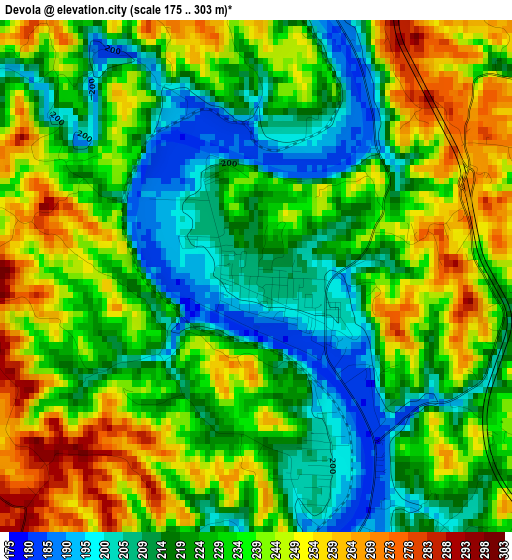 Devola elevation map