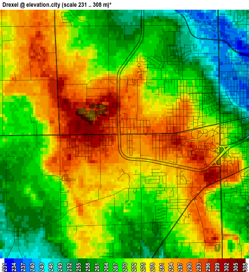 Drexel elevation map