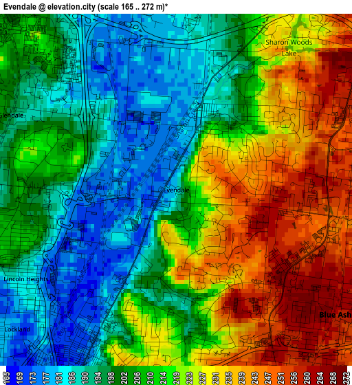 Evendale elevation map