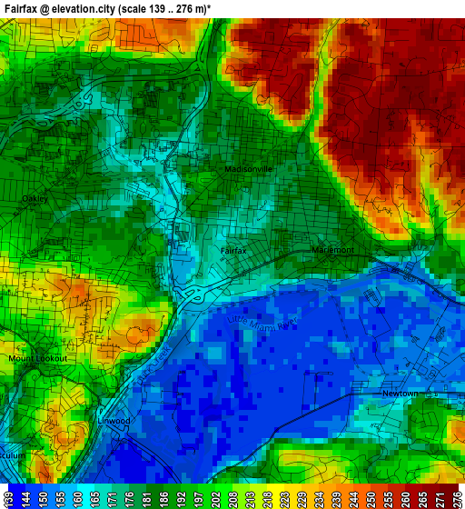 Fairfax elevation map