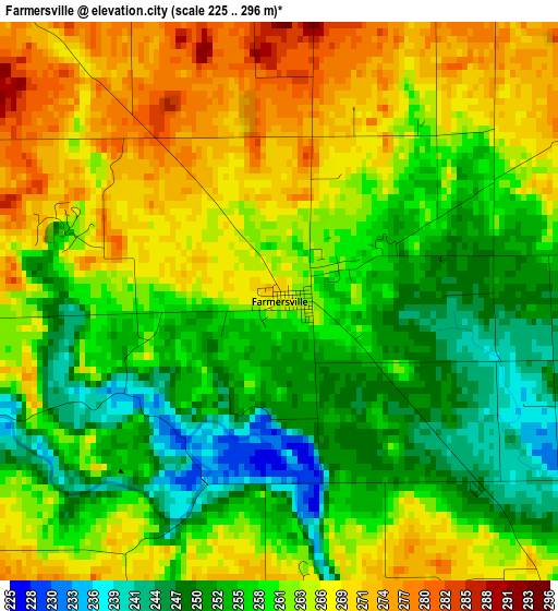 Farmersville elevation map