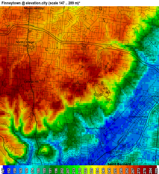 Finneytown elevation map