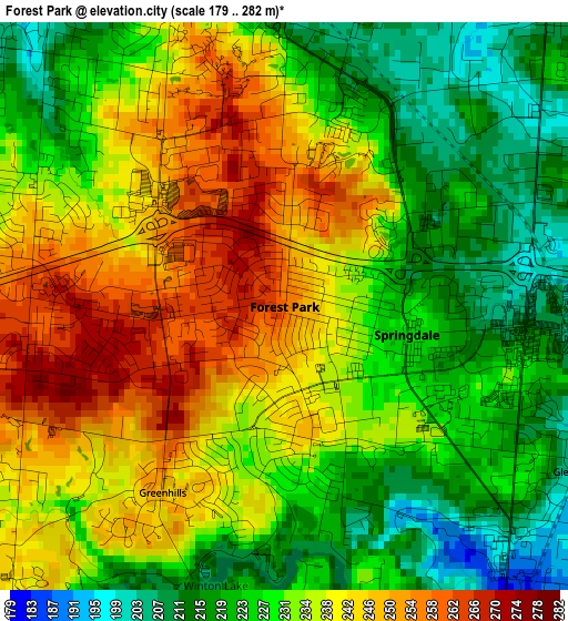 Forest Park elevation map