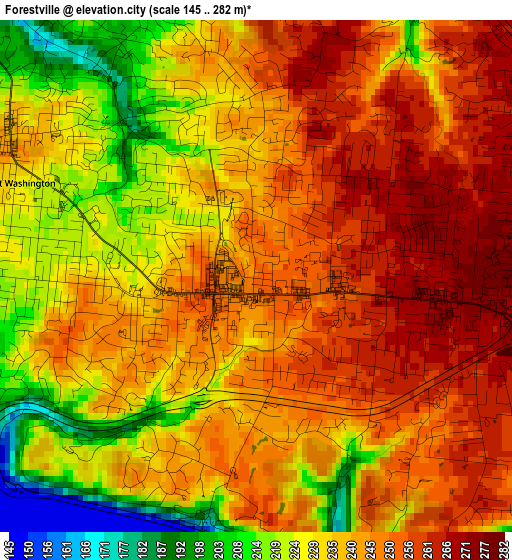 Forestville elevation map